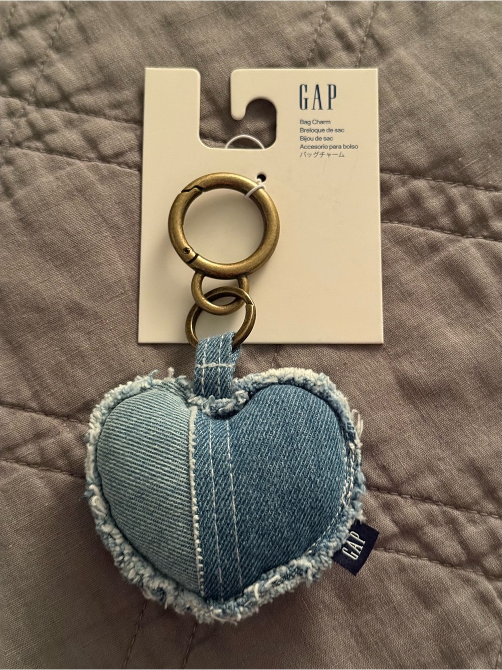 GAP Denim Heart in Two-Tone Blue Bag Charm NWT